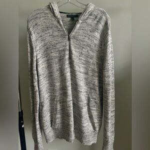 Men's Gray Half-Zip Sweater with Hood